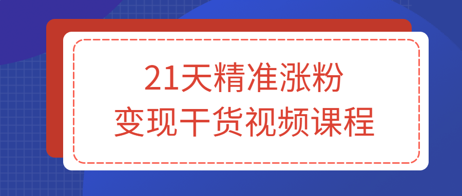 21天精准涨粉变现干货视频课程-快乐广场