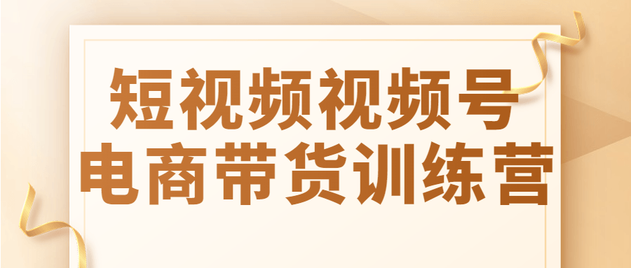 短视频视频号电商带货训练营-快乐广场