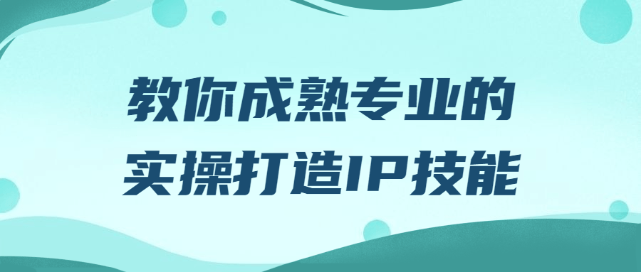 教你成熟专业的实操打造IP技能-快乐广场